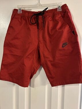 Nike Red Men's Athletic Shorts with Black Drawstring